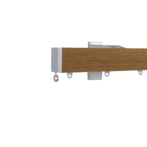 Icon M52 40 x 25 mm Aluminum Oak Facial Poles Set Single Bracket for 6cm Wave Curtains Natural