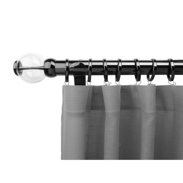Oslo 50mm Curtain Pole Set Black Nickel + Ball Finial with Curved Tie