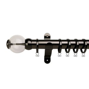 Oslo 50mm Curtain Pole Set Black Nickel + Ball Finial with Curved Tie
