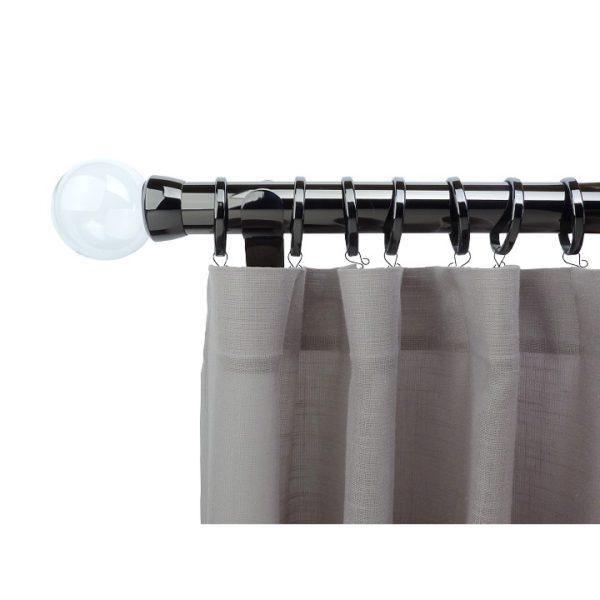 Oslo 50mm Curtain Pole Set Black Nickel + Plain Ball Finial With Plain Collar