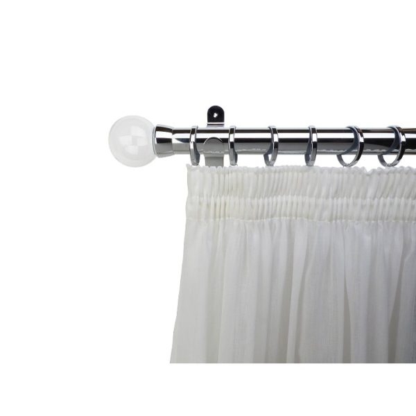 Oslo 50mm Curtain Pole Set Chrome + Plain Ball Finial With Plain Collar