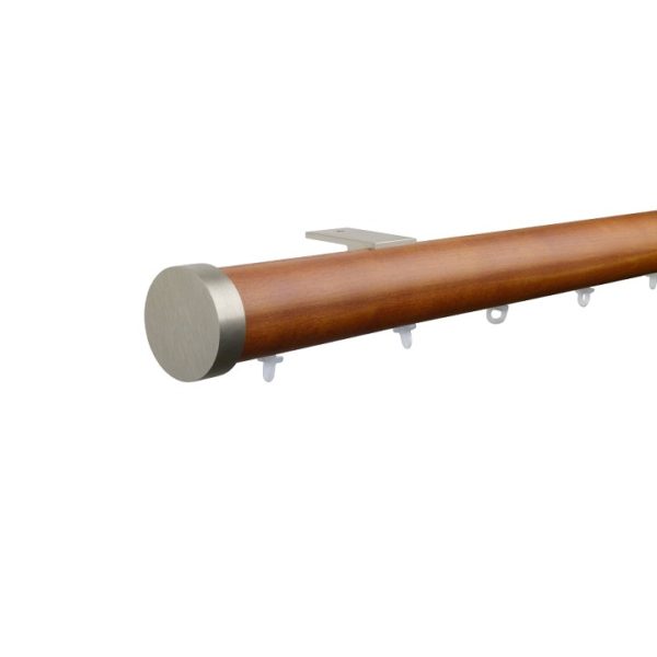 Kouvola 35 mm  Wood Pole Set for 6 cm Wave Curtains Medium Oak