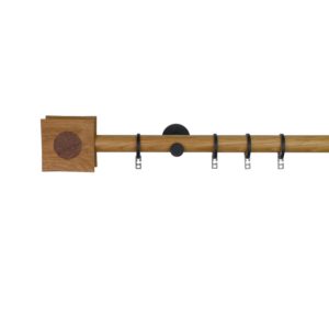 Zen 28 mm Pagada Finial Wood Poles Set, Metal rings and Double brackets , Natural Oil