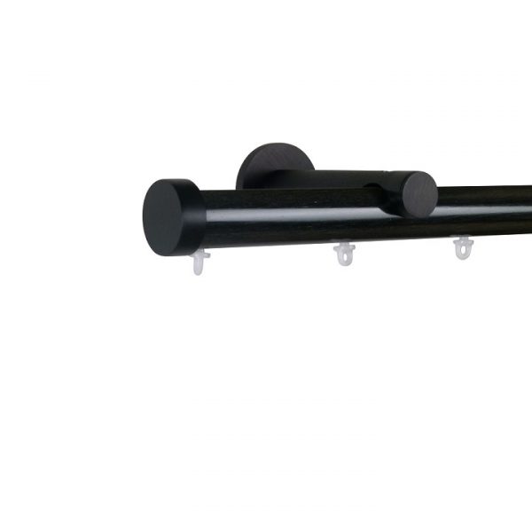 Oslo M82 28 mm Aluminum Poles Set Single Bracket for 6cm Wave Curtains Black