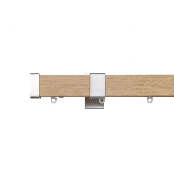 Kouvola 35 x 35 mm Wood Pole Set Single Bracket  for 6 cm Wave Curtains Sawn Medium Oak