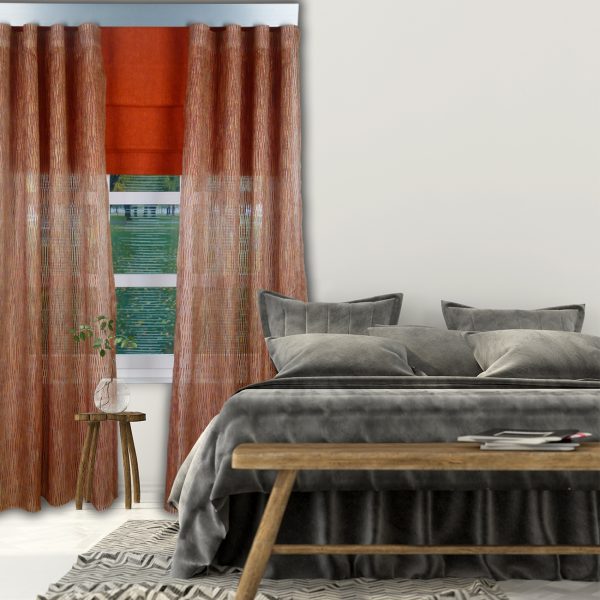 Combi Prestigious Spectacle Spice Wave Curtain with Iceland Clementine Roman Blinds